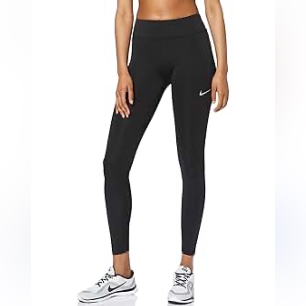 Nike Black Leggings With White Swoosh Women Size M